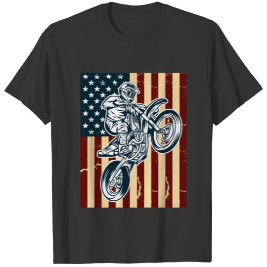 Motocross American Flag Dirtbike T-shirt