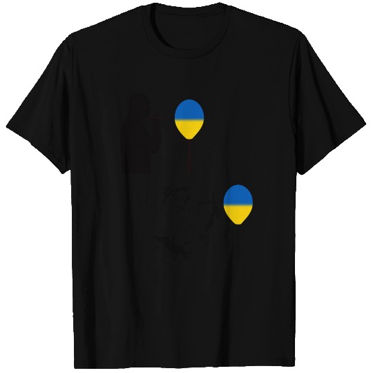 Ukraine balloon pops Putin (black) T Shirts