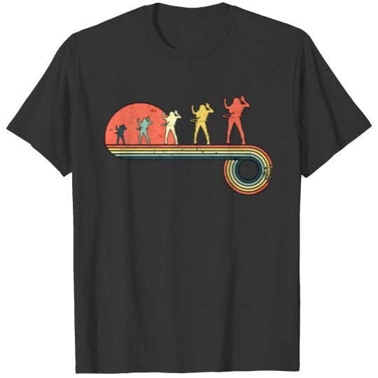Hula Hoop Girl Dancing Vintage Sunset Rainbow T-shirt