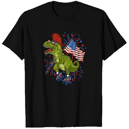 Dinosaur 4th of JulyRoller skating T rex Dino T Shirts