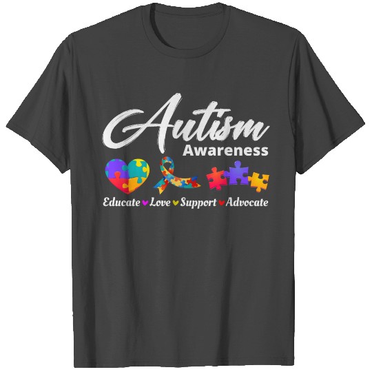Autism Autistic Awareness Puzzle Heart Warrior T Shirts