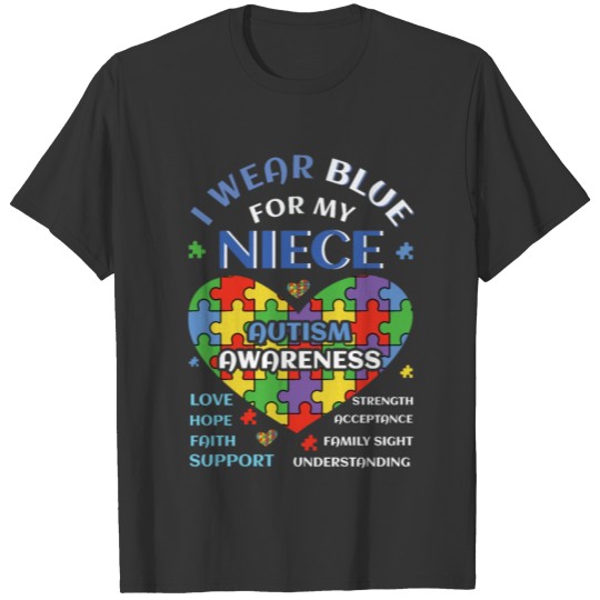 Blue For My Niece Puzzle Special Autism Awareness T-shirt