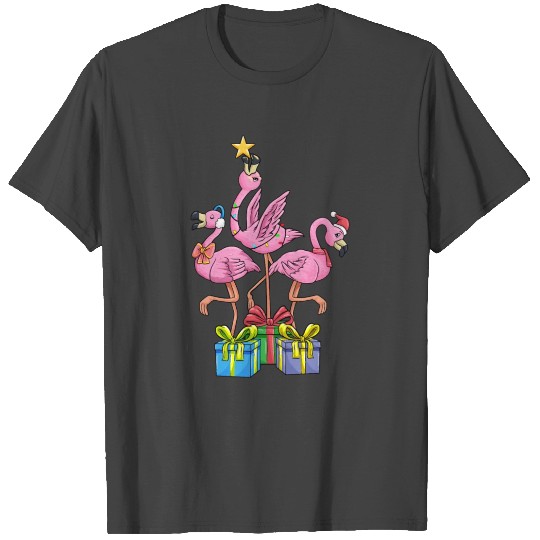 Flamingo Christmas funny Christmas tree Gift wild T Shirts