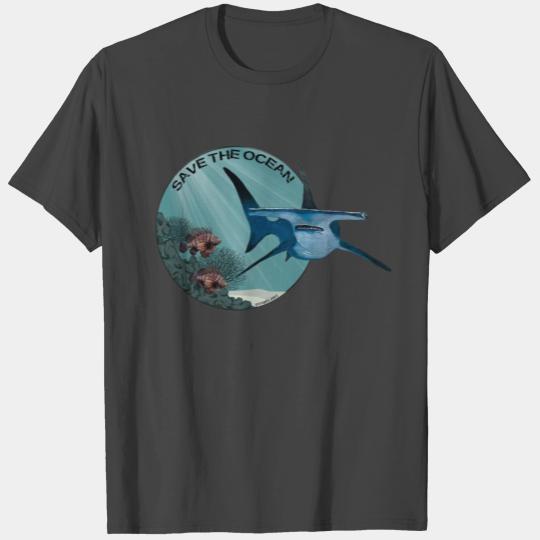 Save the Ocean - Hammerhead Shark coloured T Shirts