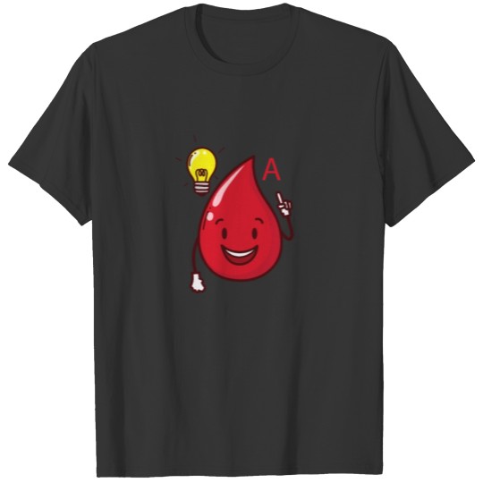 Blood Drop with Idea Blood Type A Heart T-shirt