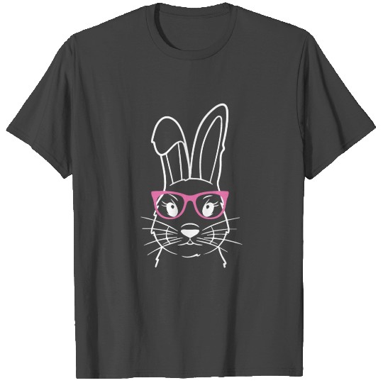 Bunny with Leopard Glasses Easter for women Ladies T Shirts