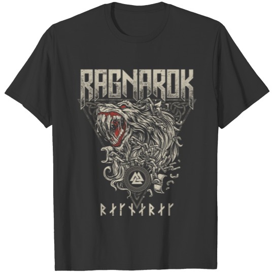 Norse Ragnarok Fenrir Wolf Viking Pagan Mythology T Shirts