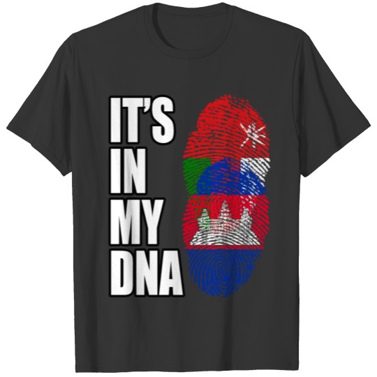 Omani And Cambodian Vintage Heritage DNA Flag T-shirt