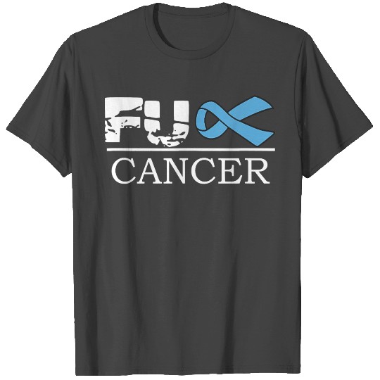 Fuck Cancer Awareness Blue Ribbon Prostate T Shirts