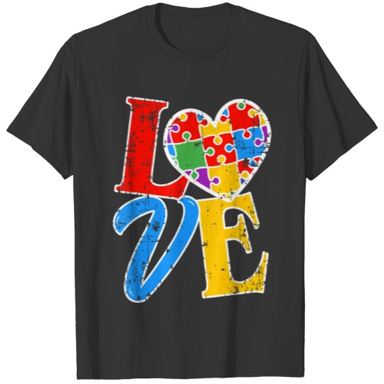 Autism Awareness Love Support Autism Puzzle Heart T-shirt