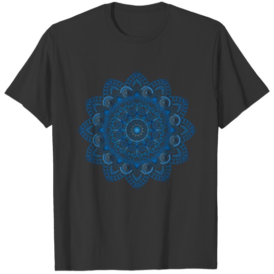 Blue Mandala pattern design T Shirts