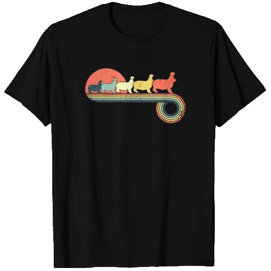 Hippo Retro Vintage Sunset Rainbow Color T Shirts