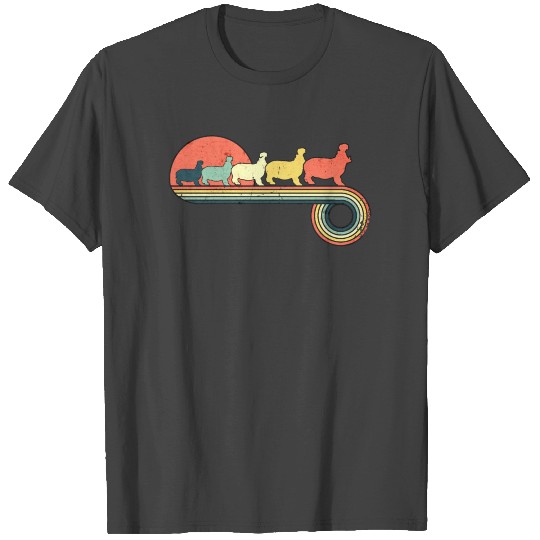 Hippo Retro Vintage Sunset Rainbow Color T Shirts