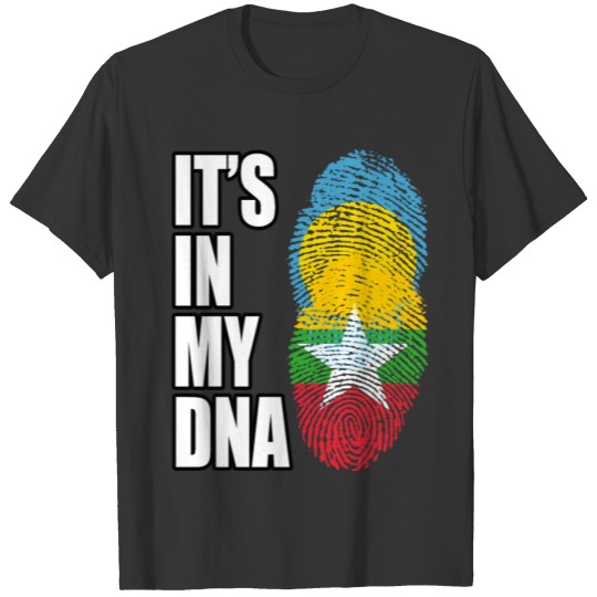 Palauan And Burmese Vintage Heritage DNA Flag T-shirt