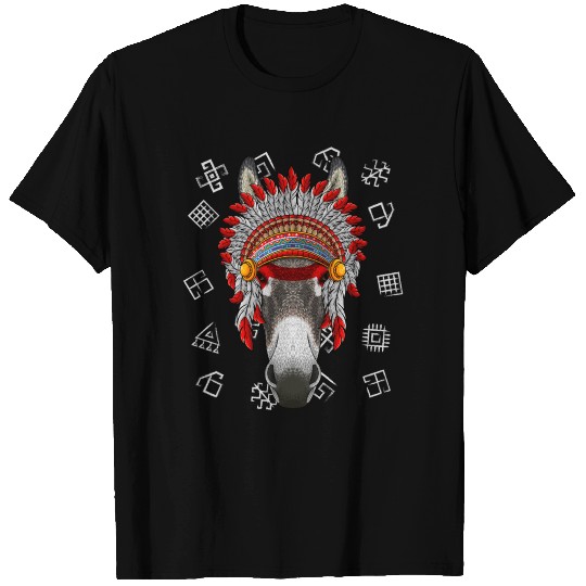 Indigenous Donkey Native American Indian Headdress T Shirts