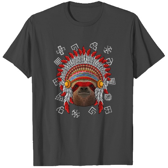 Indigenous Sloth Native American Indian Headdress T Shirts