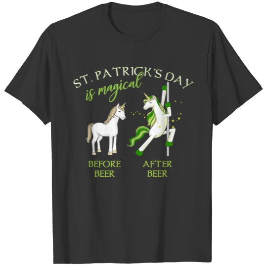 Before - After Beer St Patricks Day Unicorn Irish T-shirt