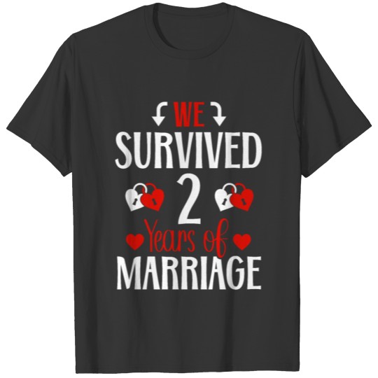 2nd Wedding Anniversary 2 Year Marriage Romantic C T-shirt