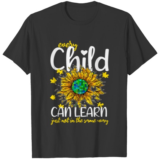 Autism Special Education Teacher Sunflower Puzzle T-shirt