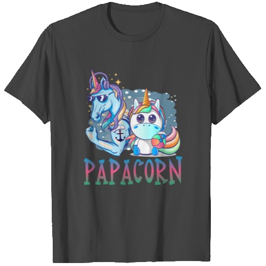 Cool Papacorn Unicorn Dad and Daughter Fathers Day T Shirts