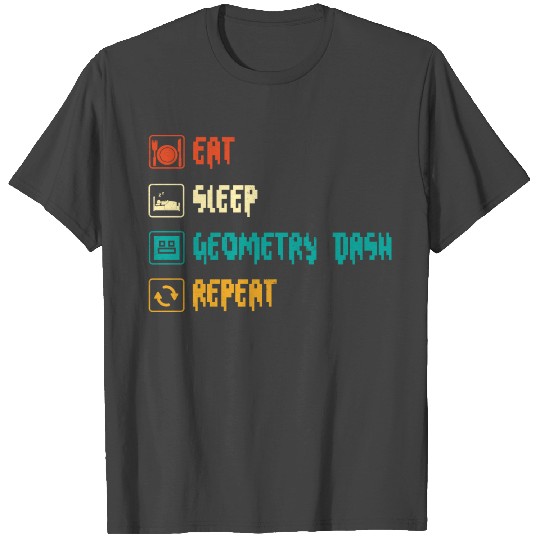 Eat sleep geometry dash repeat retro Jumper Repeat T Shirts