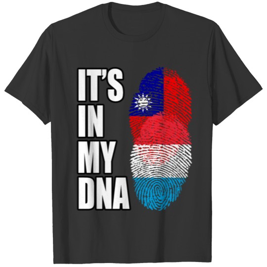 Taiwanese And Luxembourgish Mix Heritage DNA Flag T-shirt