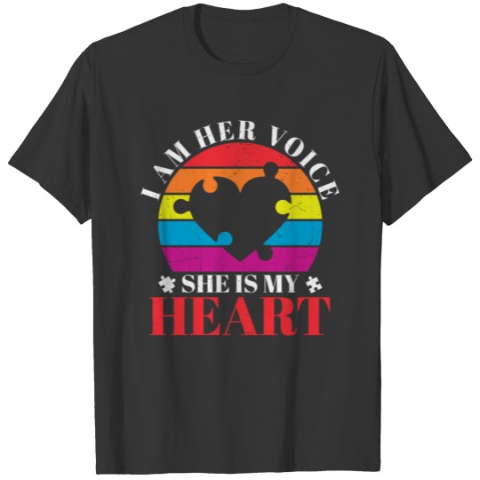 I Am Her Voice He Is My Heart Autism T-shirt