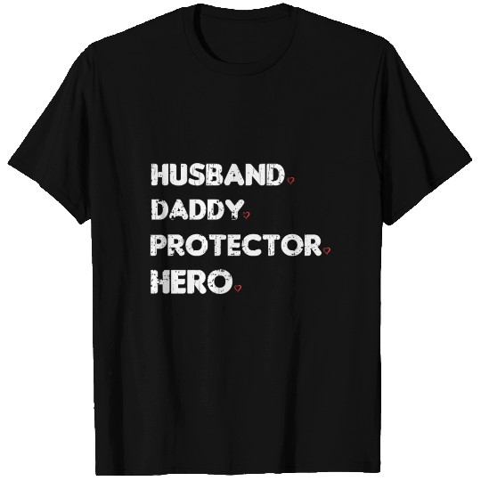 HUSBAND DADDY PROTECTOR HERO Slim Fit T Shirts