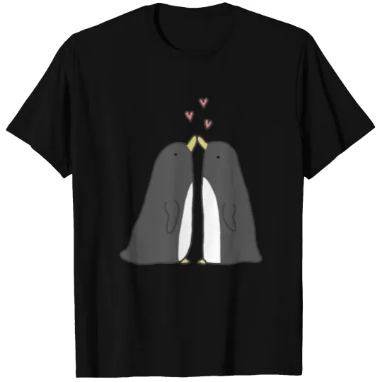 Lovely Love Penguins V Neck T Shirts