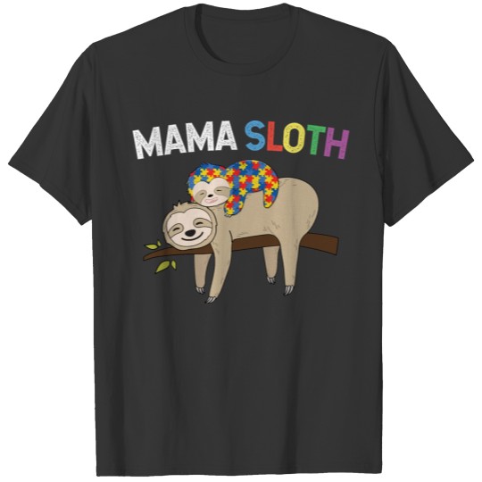 Mama Sloth Proud Autism Mom Shirt Autistic Puzzle T-shirt