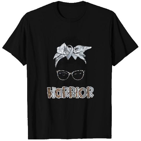 Lung Cancer Warrior T Shirts, Leopard Ribbon Messy Bu