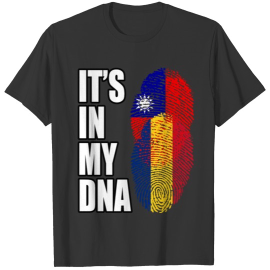 Taiwanese And Romanian Mix Heritage DNA Flag T-shirt