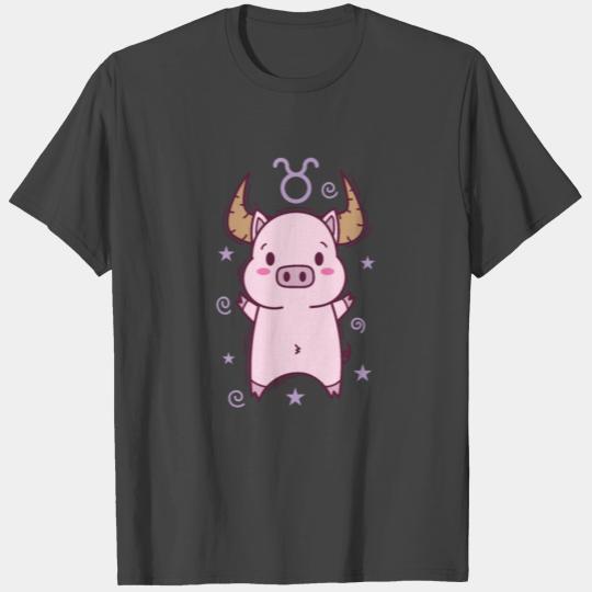 Taurus Zodiac Sign as a Piggy Horoscope T Shirts