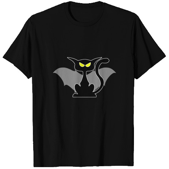 Funny Cat With Bat Wings T Shirts - Halloween Gifts