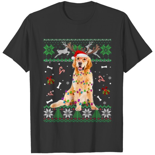 Christmas Tree Golden Retriever Pajama Lights Dog T-shirt