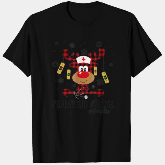 Red Plaid Pediatric Nurse Reindeer Christmas T Shirts