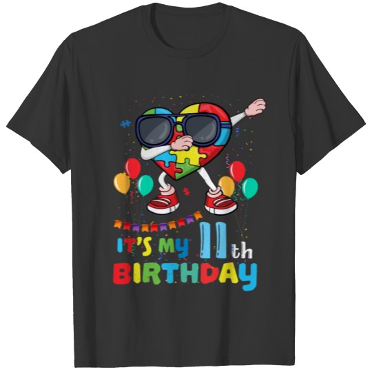 Dab Heart Age 11 Born Puzzle Autism Awareness T-shirt