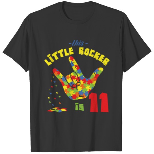 Rocker Age 11 Born Birth Puzzle Autism Awareness T-shirt