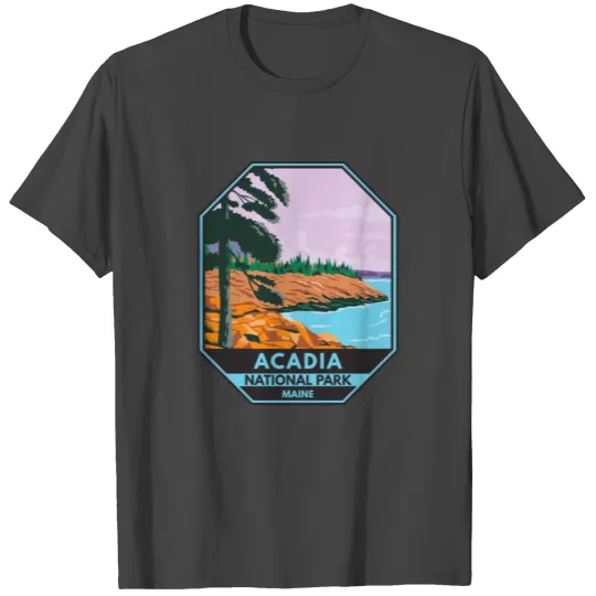 Acadia National Park Maine Bar Harbor Emblem T Shirts