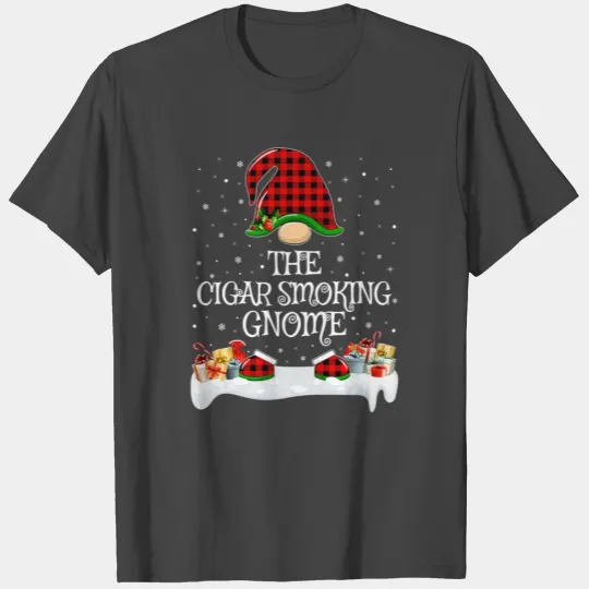 Matching Red Buffalo Plaid The Cigar Smoking Gnome T Shirts