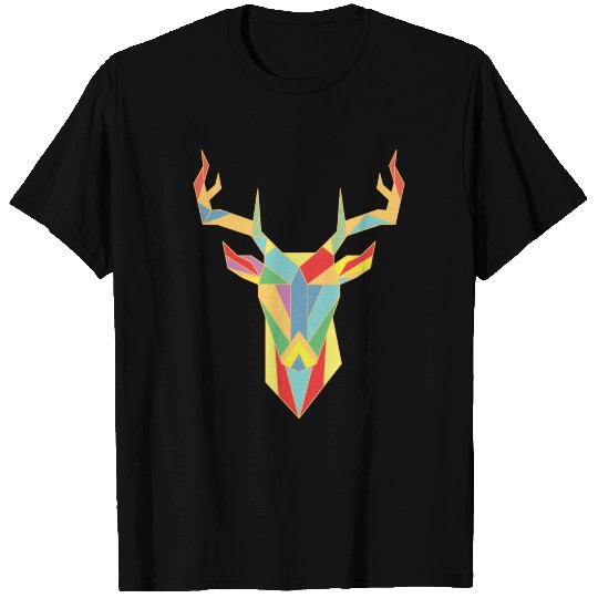 Fractal Geometric Deer Design T Shirts