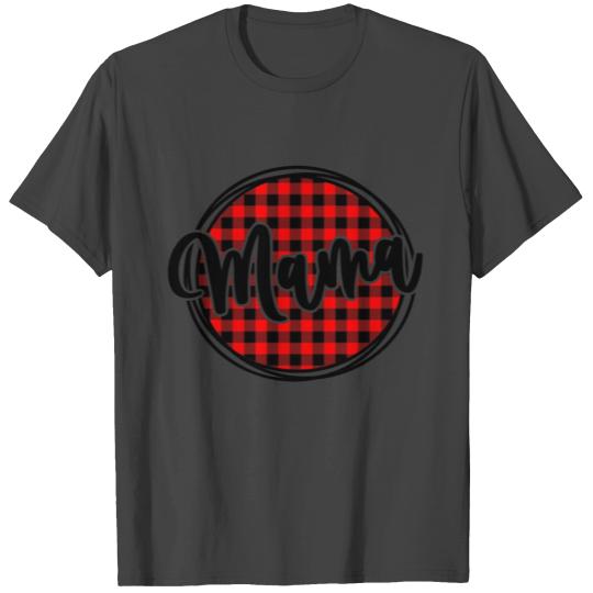Mama Circle Frame buffalo plaid T Shirts
