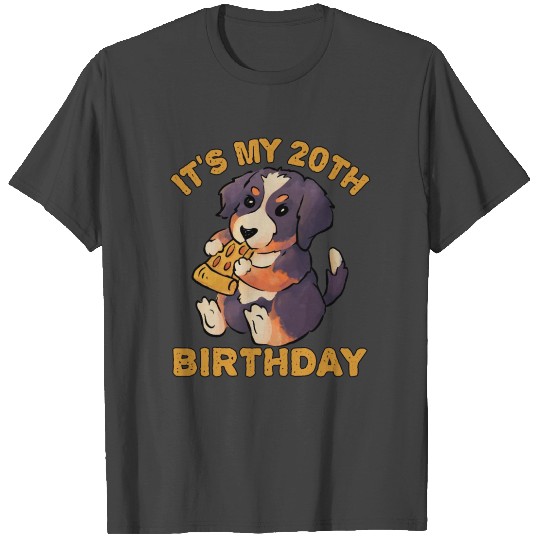 20th Birthday Bernese Mountain Dog Eating Pizza T Shirts