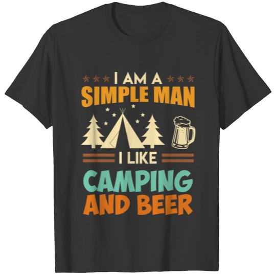 Simple man camping and beer Camper men T-shirt
