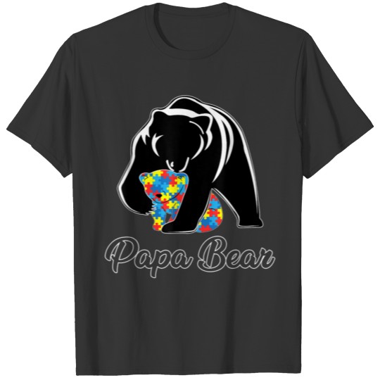 Mens Papa Bear Autism Awareness T-shirt