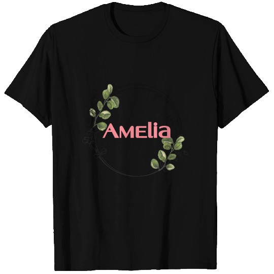 Floral frame with name Amelia T Shirts