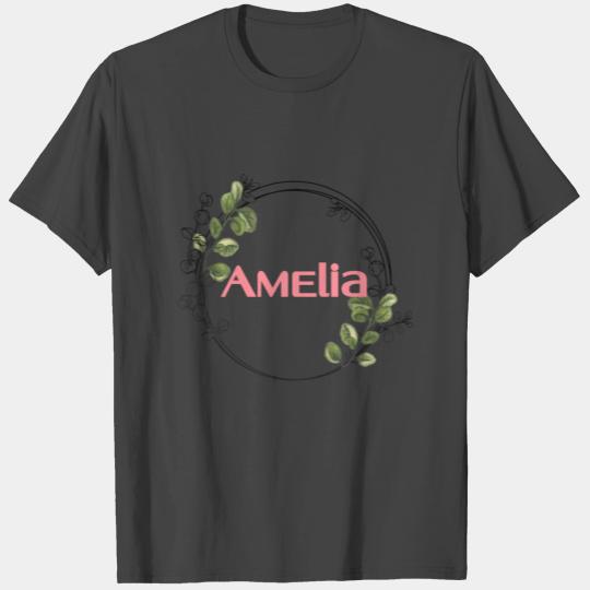 Floral frame with name Amelia T Shirts