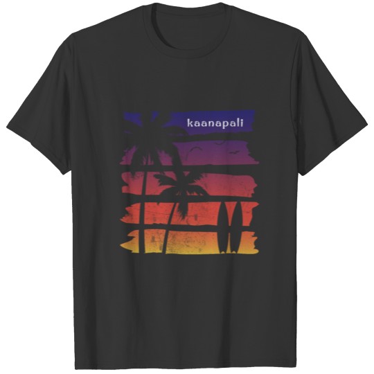 Cool Kaanapali Maui Hawaii Surfing Fan Beach Palm T-shirt