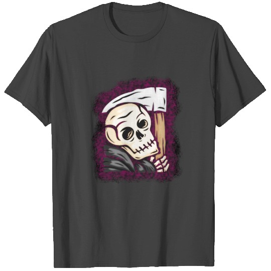 Grim Reaper Wielding Axe Scythe Sickle T Shirts