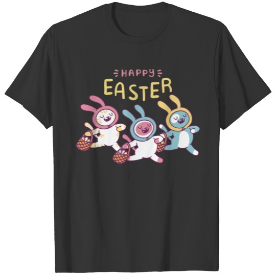 Happy Easter Three Cats Wearing Bunny Ear Bunny T-shirt
